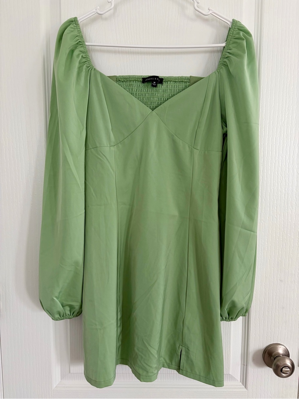 Kendall & Kylie Light Green V-Neck Mini Dress